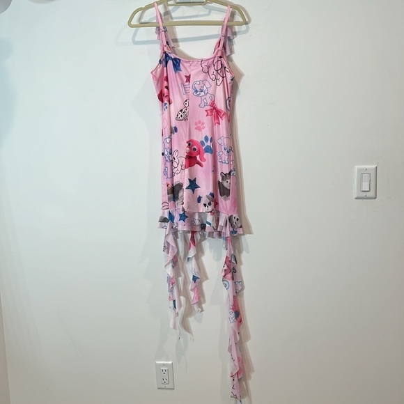 New Y2K pink puppy plushie art print mini dress new with tags size XL - Picture 8 of 8